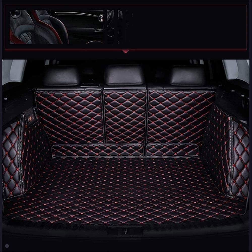 Auto Leder Kofferraummatte für Hyundai Tucson 2021-2023, Vollabdeckung Kofferraumwannen rutschfest Kofferraum Schutzmatte Kofferraumschutz Zubehör,C/Black-Red von HOMAKS