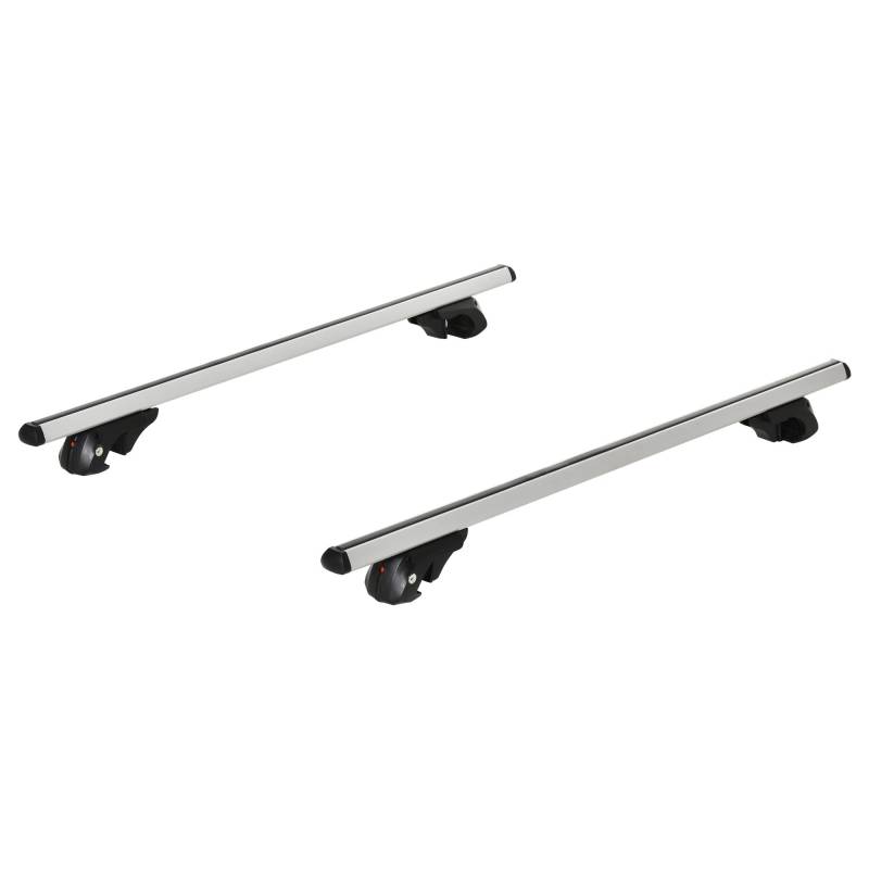 HOMCOM Auto-Dachträger Querträger Gepäckträger abschließbar 2 Schlüssel im Lieferumfang enthalten Aluminiumlegierung 123,5 x 5,5 x 7 cm Silber und schwarz von HOMCOM