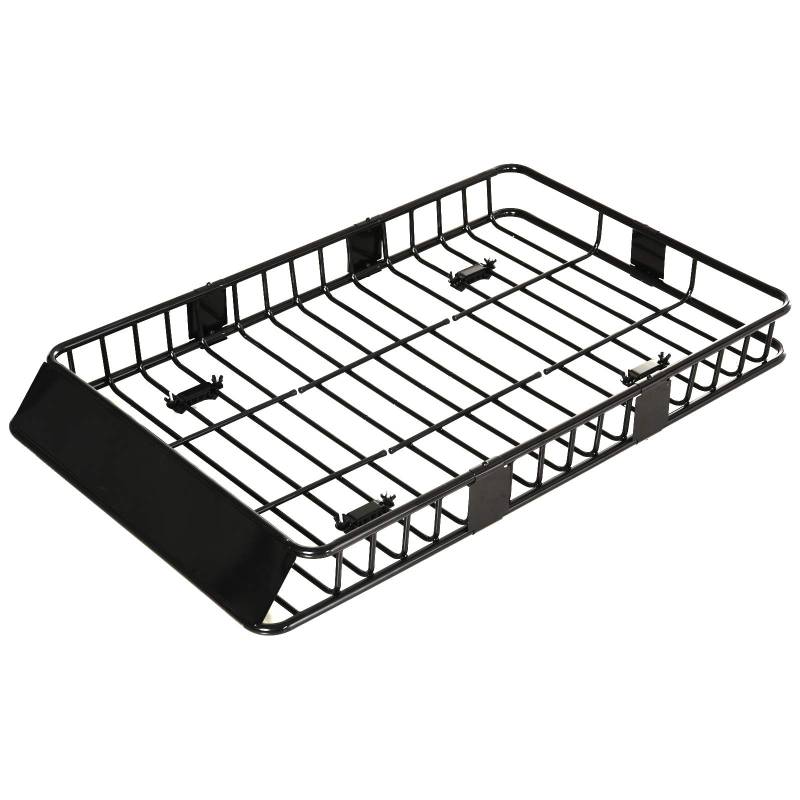 HOMCOM Dachgepäckträger Auto Dachkorb aus Metall Gepäckträger Dachträger Tragfähigkeit von 100 kg Gepäckkorb für Universalmodelle 162x99x16cm Schwarz von HOMCOM
