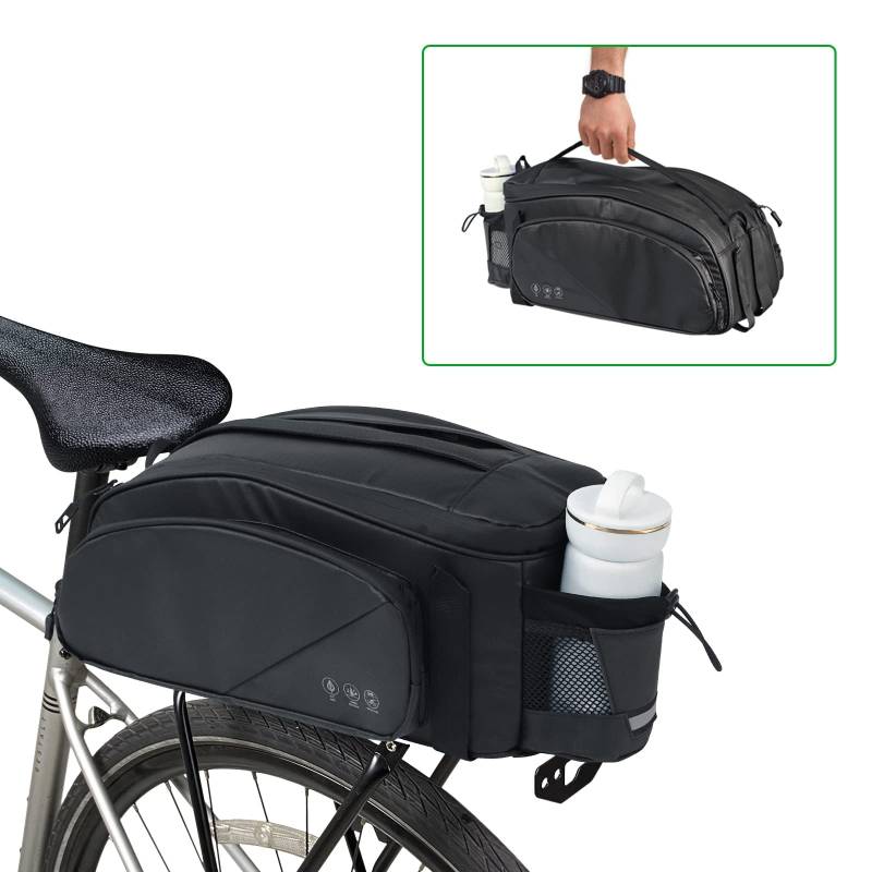 HOMPER Fahrradtaschen für Gepäckträger Reflektierend Gepäckträgertasche Multifunktionale Hinter Gepäcktasche Rücksitztasche, 11L von HOMPER