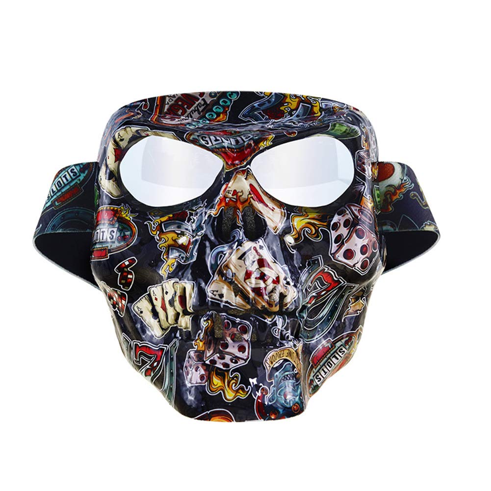 HONCENMAX Motorrad-Schutzmaske, mit polarisierten Brillengläsern, Skimaske, Taktische Maske Totenkopf Maske - Mit Winddichte Reitbrille für Airsoft Paintball Halloween von HONCENMAX