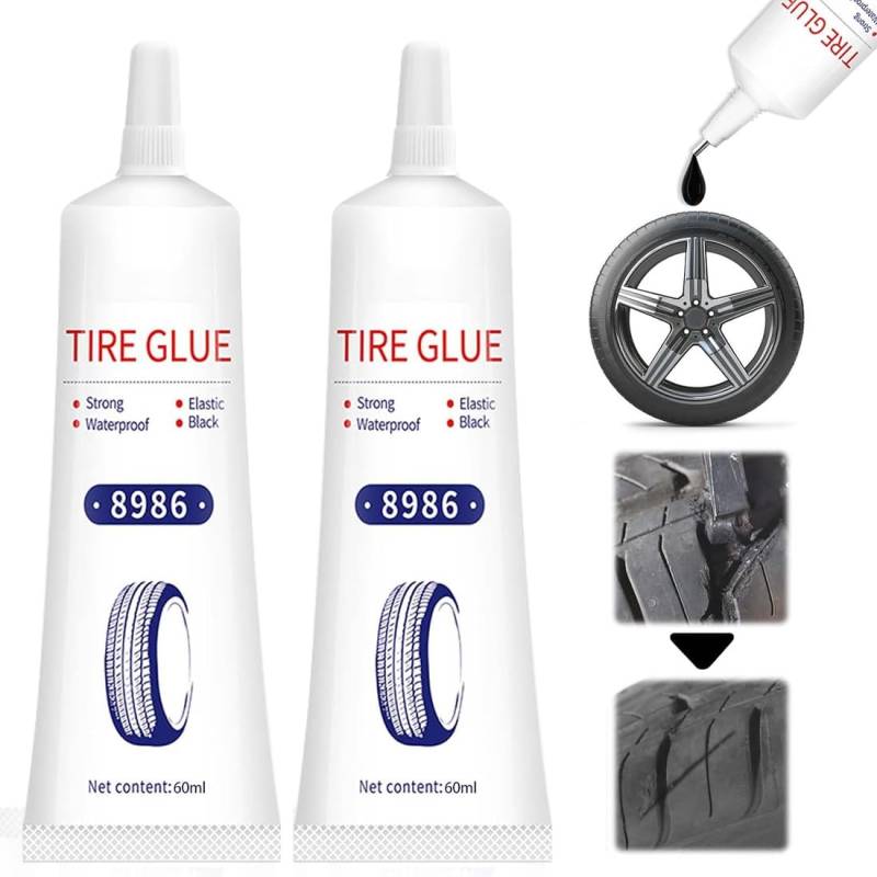 HONGECB Tire Glue - 120ml Reifenkleber, Instant Glue, Reifenreparaturkleber, Reifendichtmittel Auto, Löcher und Abblättern(2 pcs) von HONGECB