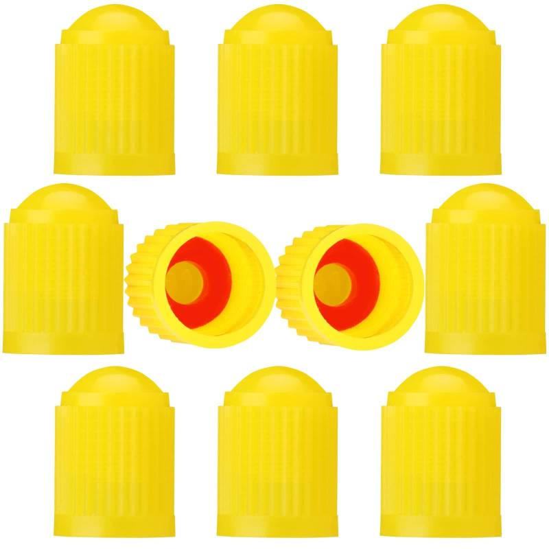 8 Stück Kappen Autoventil Kappen für Mitsubishi L200 4/IV Double Cab | 2010-2015, Ventilkappen mit Dichtungsring Kunststoff Staubschutzkappen,Yellow von HONGLEIFA