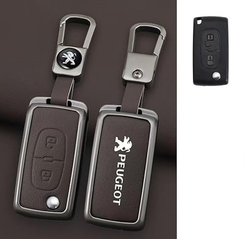 Auto Leder Schlüsselanhänger Tasche für Peugeot 107 2008-2012, Schutz Schlüsseltasche Wasserdicht mit Metallhaken,Brown-Square Buckle Auto Leder Schlüsselanhänger Tasche für Peugeot 107 2008-2012, Schutz Schlüsseltasche Wasserdicht mit Metallhaken,Brown-Square Buckle von HONGYANFA