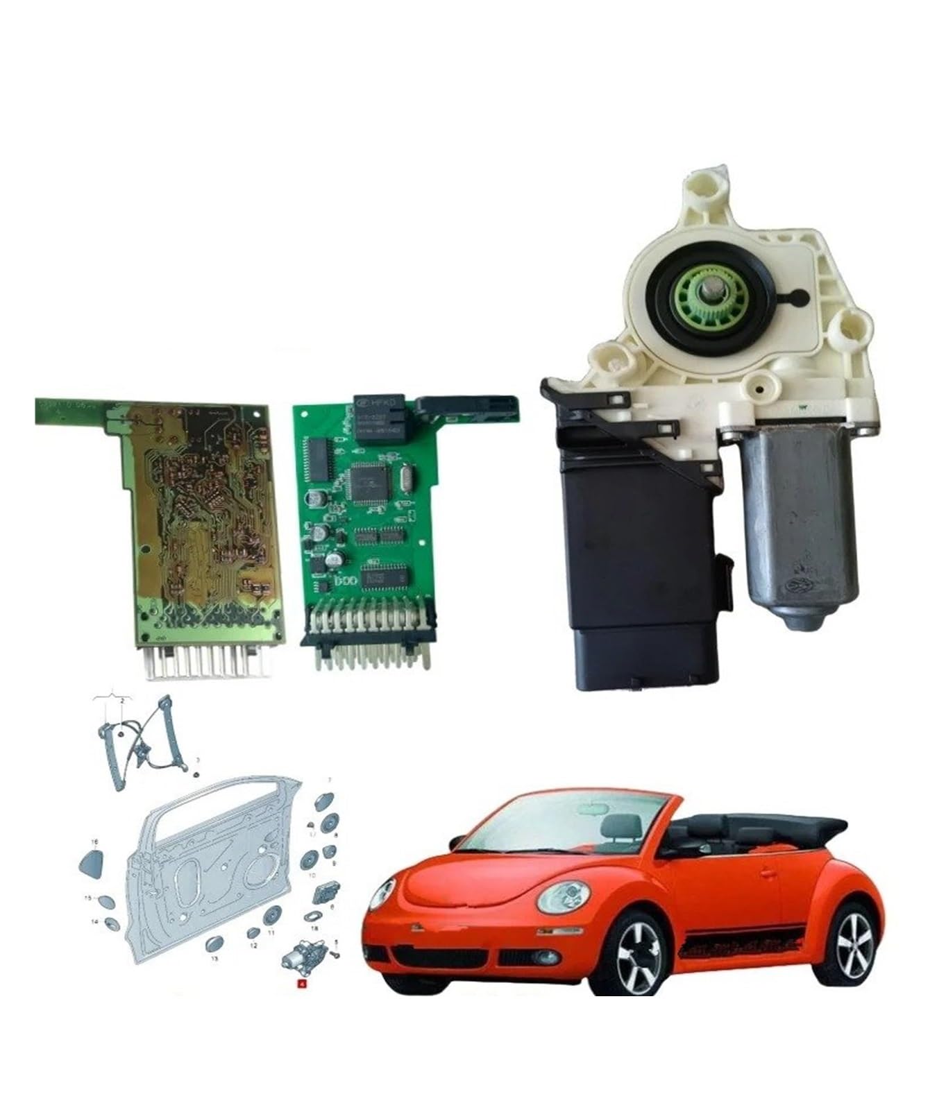 Fensterheber Für VW Für Beetle Für Cabrio 2002-2010 Fenster Motor Vorne Links Und Rechts Tür 1Y1959802D 1Y0959802D 1Y0959801D 1C2959801D 1Y1959801C Fensterheber Elektrisch(1Y1959801C-Modules) von HONGYISM