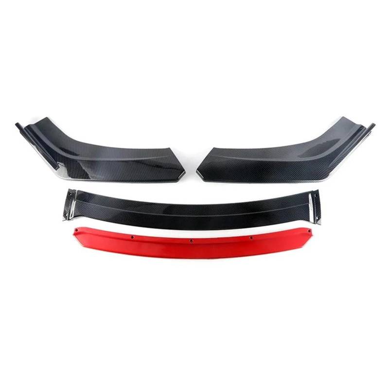 Frontstoßstange Spoiler Frontspoiler Lippe Auto Front Lower Bumper Lip Splitter Spoiler Schutz Sport Diffusor Für F10 F20 E46 E60 E90 Universal(Carbon Black red) von HONGYISM