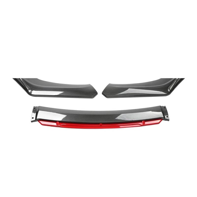Frontstoßstange Spoiler Frontspoiler Lippe Frontstoßstangen-Lippenspoiler Kinn-Body-Kit Schutz Auto-Außenaerodynamik-Teile Auto-Frontstoßstangen-Lippen-Body-Kit Universell(Carbon Look Red) von HONGYISM