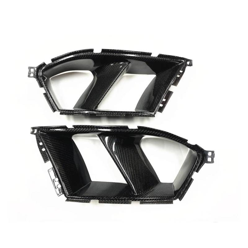 Frontstoßstange Spoiler Frontspoiler Lippe Frontstoßstangen-Seitenlüftungsabdeckung Für G80 M3 G82 G83 M4 2021 2022 2023 2024 Nebelabdeckung Dekorativ Glänzend Schwarz Karbonfaser-Look(Kohlefaser-Opti von HONGYISM