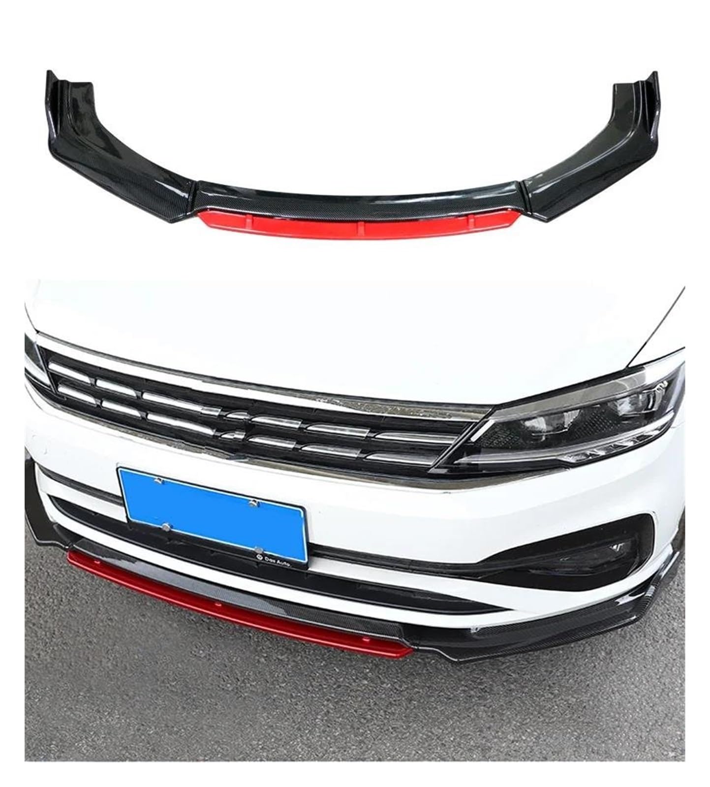 Frontstoßstange Spoiler Frontspoiler Lippe Für VW Für Jetta MK6 MK7 Seite Spoiler Splitter Diffusor Körper Kit Spoiler Schutz Auto Zubehör Universal Frontschürze Lippe(Carbon Look Red) von HONGYISM