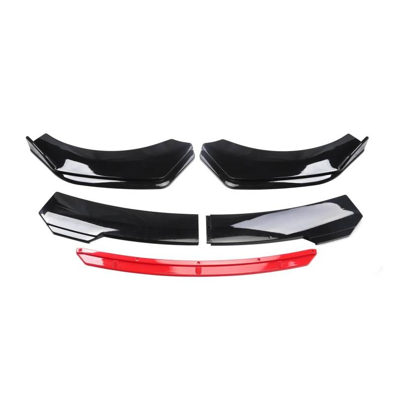 Frontstoßstange Spoiler Frontspoiler Lippe Universell Für Die Meisten Autos Glänzend Schwarz Rot Zunge Frontstoßstange Lippe Kinnspoiler Splitter Diffusor Body Kit Trim Air Dam Protector(Gloss Black Y von HONGYISM