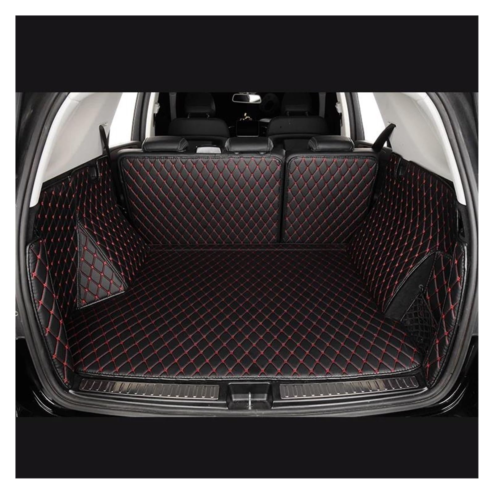 Kofferraum Schutzmatte Kofferraumwanne 5 Sitze Für Dacia Für Jogger 2021 2022 2023 2024 Auto Cargo Liner Pads Auto Boot Teppich Custom Car Trunk Matten(Black red) von HONGYISM