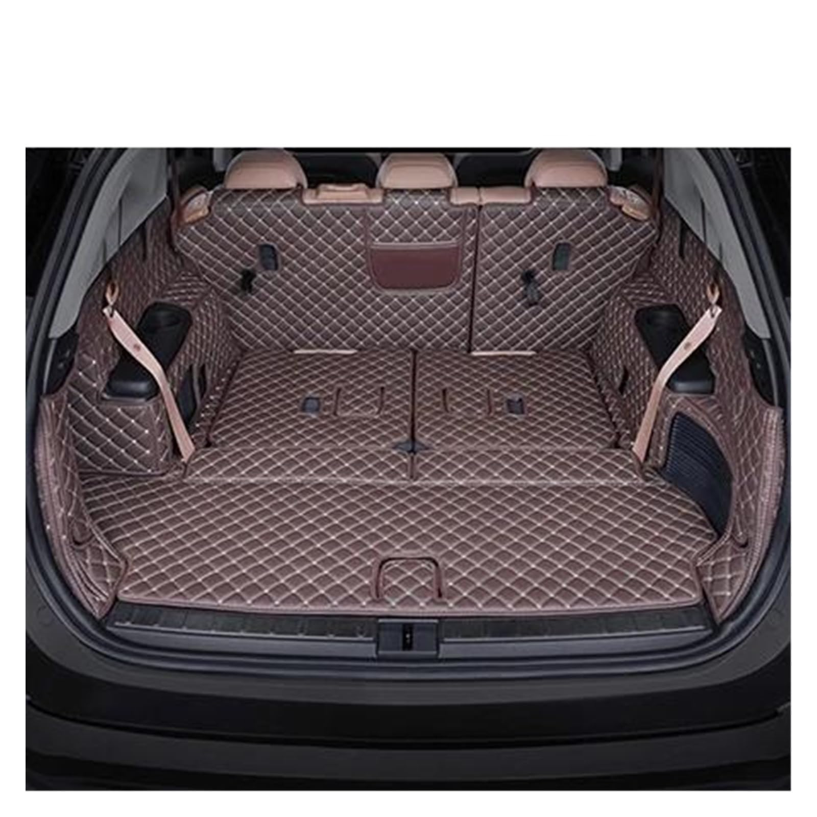 Kofferraum Schutzmatte Kofferraumwanne Auto Stamm Matte Leder Für Benz Für GLB 2020 7 Sitze Cargo-Liner Auto Zubehör Innen Boot(Coffee) von HONGYISM