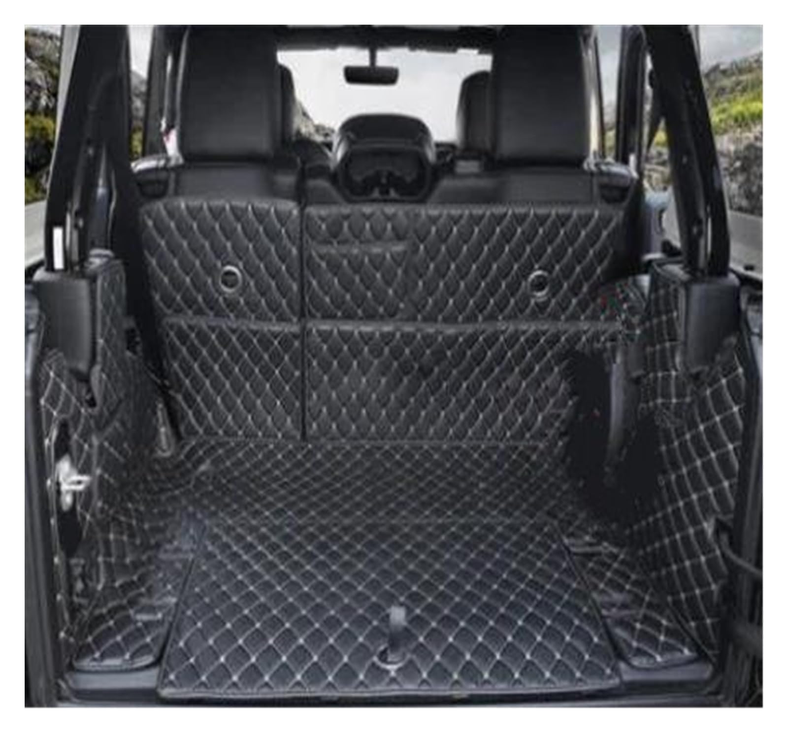 Kofferraum Schutzmatte Kofferraumwanne Custom Car Spezielle Kofferraummatten Für Jeep Für Wrangler JL 4 Türer 2022 2021 2020 2019 2018 Langlebige Cargo-Liner-Kofferraumteppiche(Black beige,B) von HONGYISM