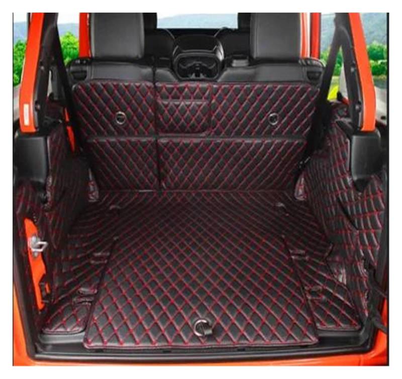 Kofferraum Schutzmatte Kofferraumwanne Custom Car Spezielle Kofferraummatten Für Jeep Für Wrangler JL 4 Türer 2022 2021 2020 2019 2018 Langlebige Cargo-Liner-Kofferraumteppiche(Black red,A) von HONGYISM