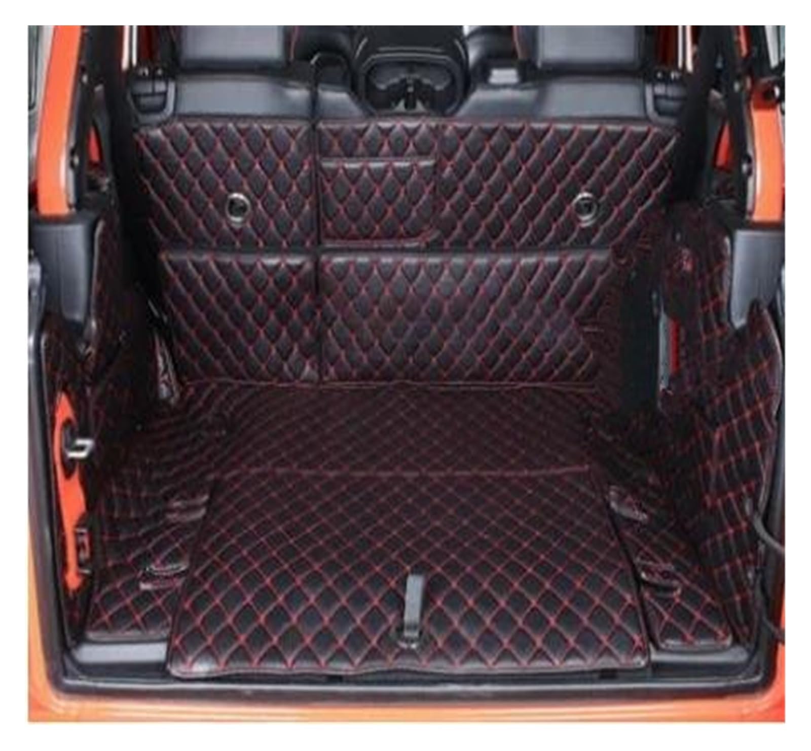 Kofferraum Schutzmatte Kofferraumwanne Custom Car Spezielle Kofferraummatten Für Jeep Für Wrangler JL 4 Türer 2022 2021 2020 2019 2018 Langlebige Cargo-Liner-Kofferraumteppiche(Black red,B) von HONGYISM