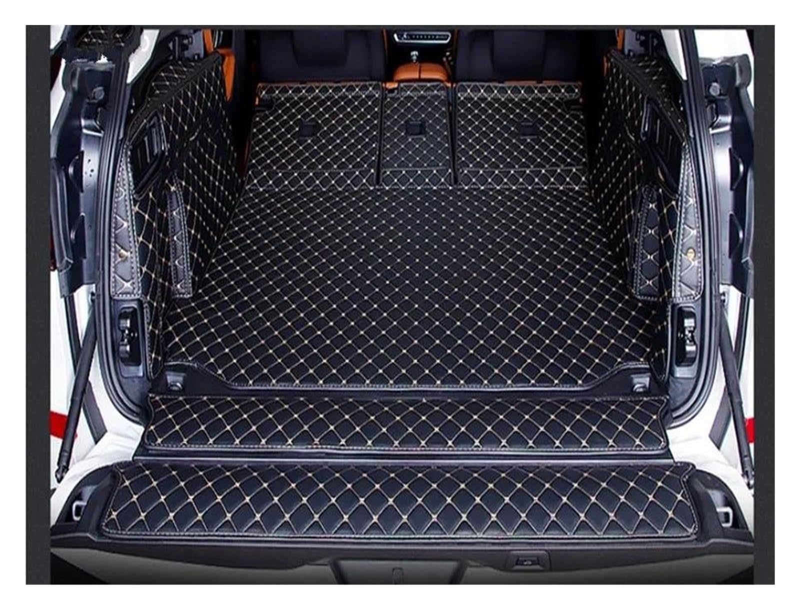 Kofferraum Schutzmatte Kofferraumwanne Für Für X5 Für X5 2019 G05 2020 Komplettset Kofferraummatten wasserdichte Cargo-Liner-Matte Kofferraumteppiche(Black beige) von HONGYISM