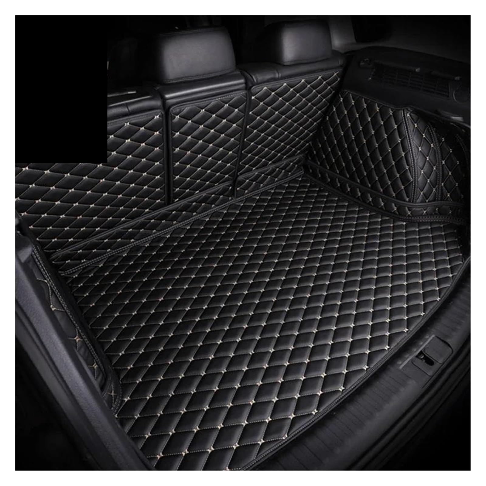 Kofferraum Schutzmatte Kofferraumwanne Für Geely Für Coolray 2019 2020 2021 2022 2023 2024 wasserdichte Leder Innen Bodenplatte Custom Car Kofferraummatte Auto Zubehör(Balck Beige) von HONGYISM