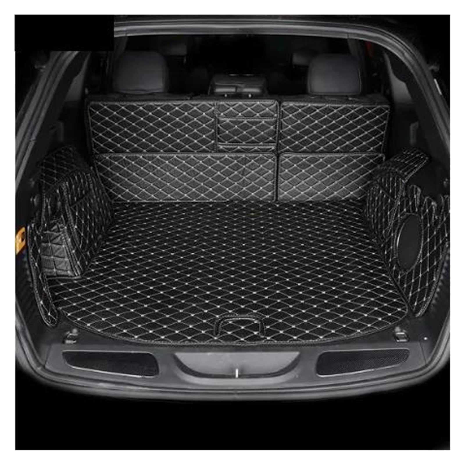 Kofferraum Schutzmatte Kofferraumwanne Für Jeep Für Grand Für Cherokee 2011-2020 2018 2017 2016 2015 2014 2013 2012 Schutzzubehör Kofferraum Cargo Liner Abdeckmatte(Black-Beige Line) von HONGYISM
