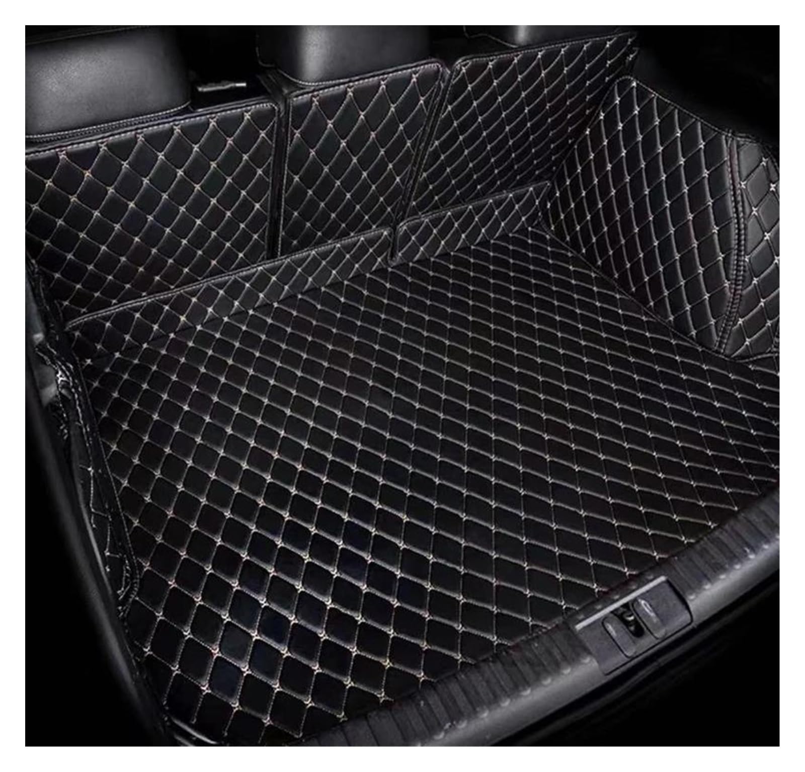 Kofferraum Schutzmatte Kofferraumwanne Für Peugeot 5008 P87 2017 2018 2019 2020 2021 2022 7 Sitze wasserdichte Schutzablage Teppich Schlamm Autozubehör Auto Kofferraummatten(BIACK BEIGE 3D) von HONGYISM