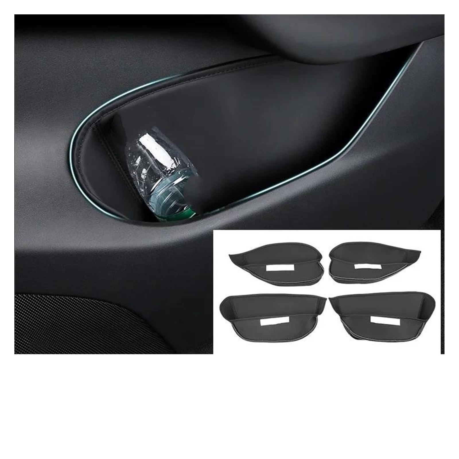 Kofferraum Schutzmatte Kofferraumwanne Für Tesla Modell 3 2021-2022 Auto Leder Volle Encirculation Trunk Pad Vorne Hinten Kofferraum Matte Innen Dekoration Zubehör(Door Pad) von HONGYISM