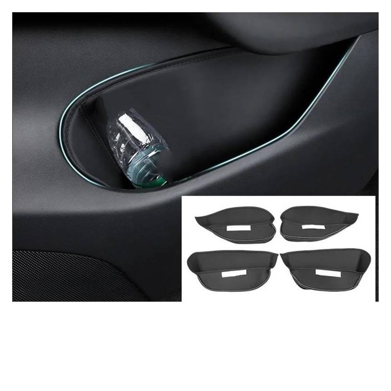 Kofferraum Schutzmatte Kofferraumwanne Für Tesla Modell 3 2021-2022 Auto Leder Volle Encirculation Trunk Pad Vorne Hinten Kofferraum Matte Innen Dekoration Zubehör(Door Pad) von HONGYISM