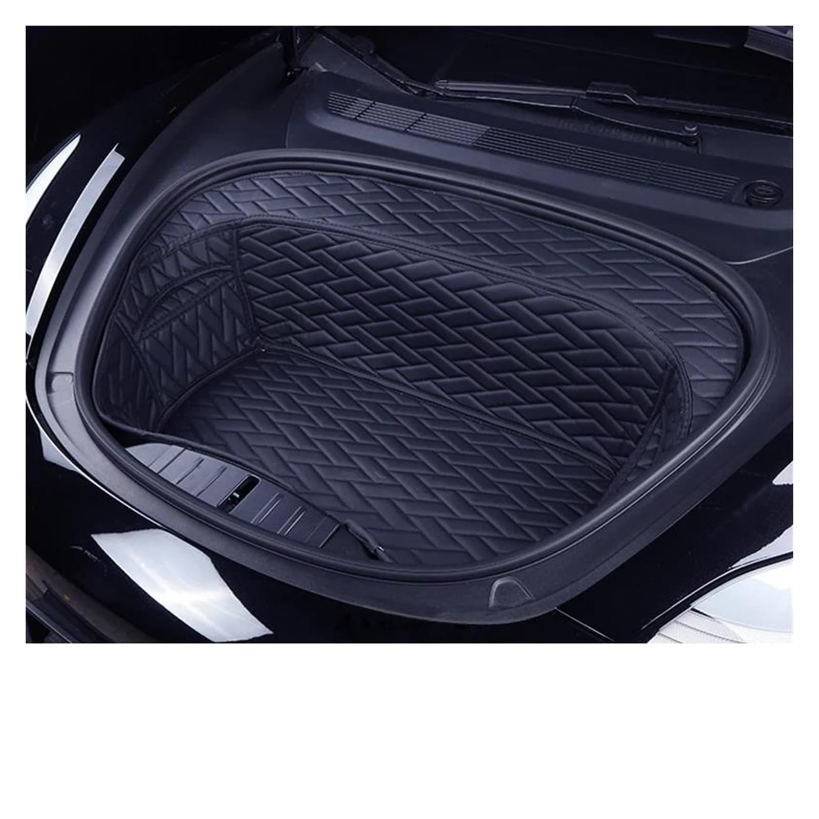 Kofferraum Schutzmatte Kofferraumwanne Für Tesla Modell 3 2021-2022 Auto Leder Volle Encirculation Trunk Pad Vorne Hinten Kofferraum Matte Innen Dekoration Zubehör(Front) von HONGYISM