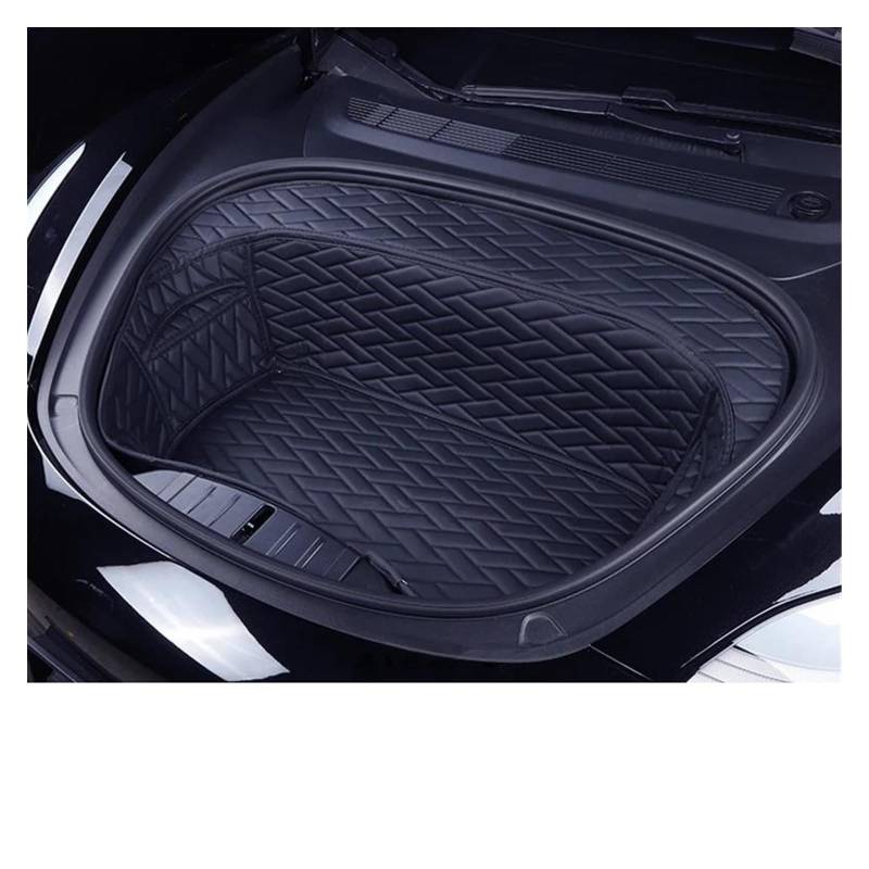 Kofferraum Schutzmatte Kofferraumwanne Für Tesla Modell 3 2021-2022 Auto Leder Volle Encirculation Trunk Pad Vorne Hinten Kofferraum Matte Innen Dekoration Zubehör(Front) von HONGYISM