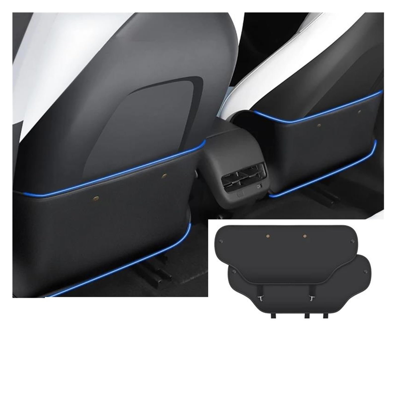 Kofferraum Schutzmatte Kofferraumwanne Für Tesla Modell 3 2021-2022 Auto Leder Volle Encirculation Trunk Pad Vorne Hinten Kofferraum Matte Innen Dekoration Zubehör(Kick pad 2dcs) von HONGYISM