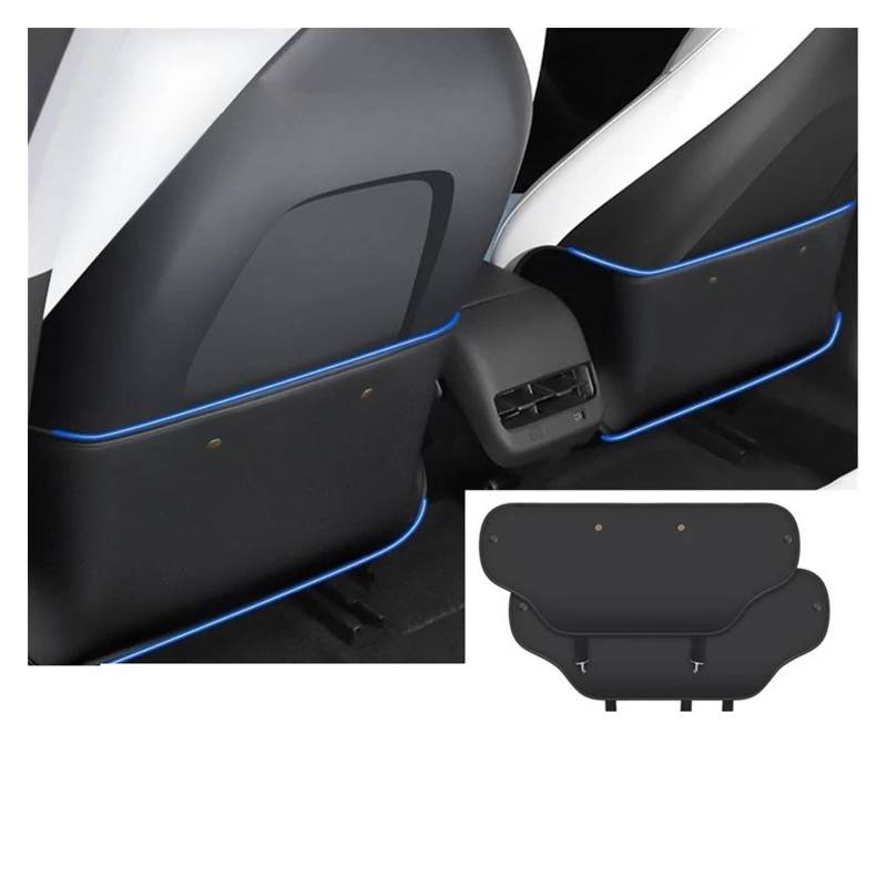 Kofferraum Schutzmatte Kofferraumwanne Für Tesla Modell 3 2021-2022 Auto Leder Volle Encirculation Trunk Pad Vorne Hinten Kofferraum Matte Innen Dekoration Zubehör(Kick pad 2dcs) von HONGYISM