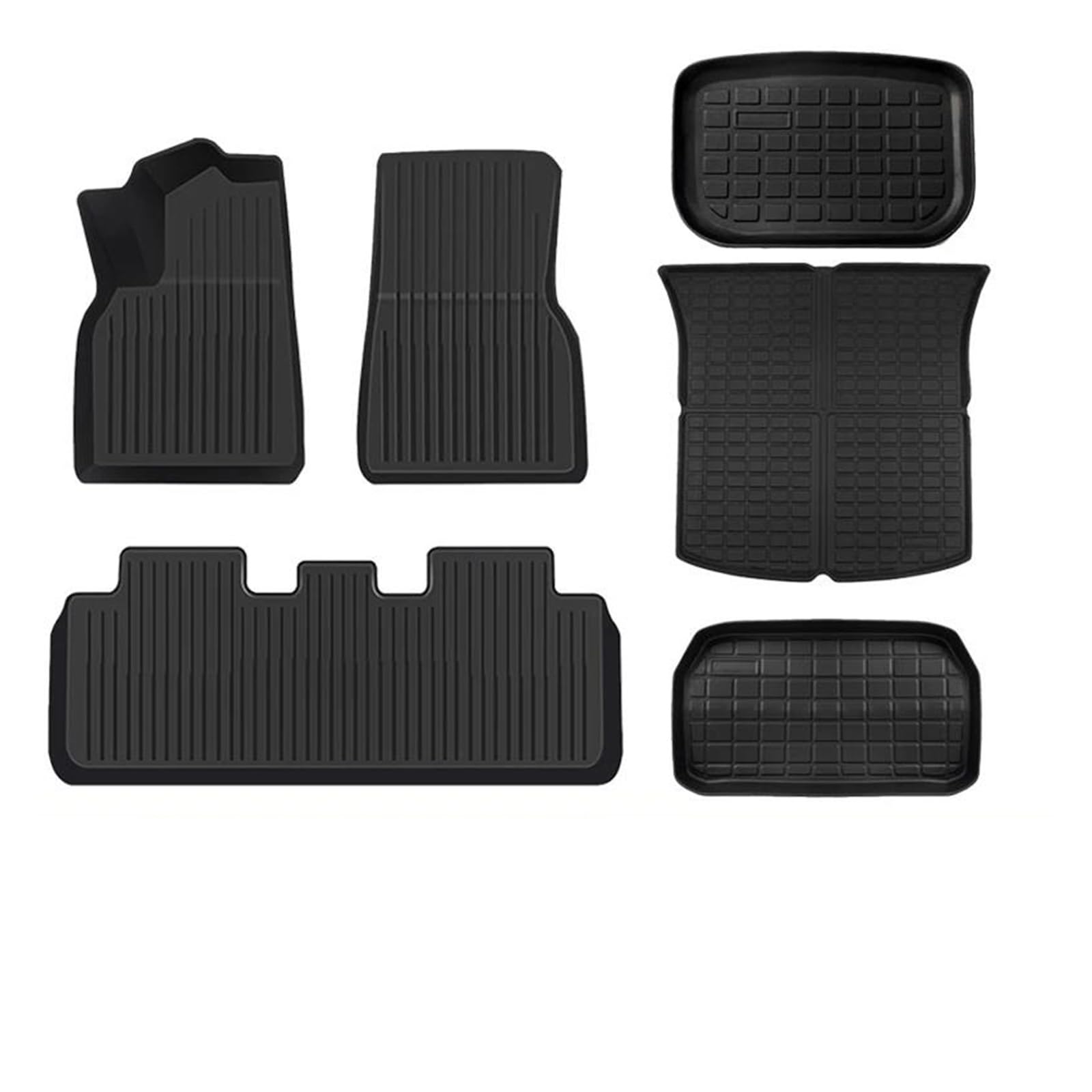 Kofferraum Schutzmatte Kofferraumwanne Für Tesla Neu Für Modell Y 2024 Vordere Und Hintere Kofferraummatte TPE Cargo Liner Teppich wasserdichte Wetterfeste Pads(6pcs) von HONGYISM