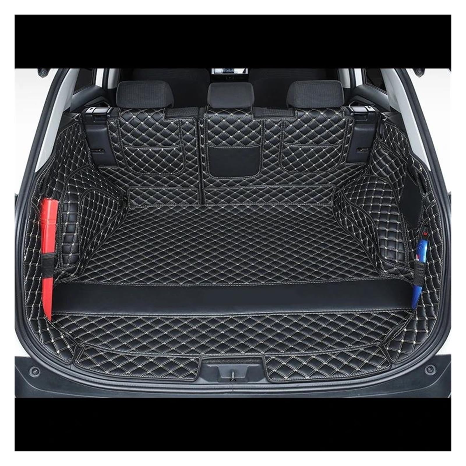 Kofferraum Schutzmatte Kofferraumwanne Für Toyota Für RAV4 Für RAV 4 XA50 2019-2022 2023 Kofferraummatte Schutz Cargo-Liner Teppiche Fachabdeckung Innenausstattung Leder(Black Beige 5pcs) von HONGYISM