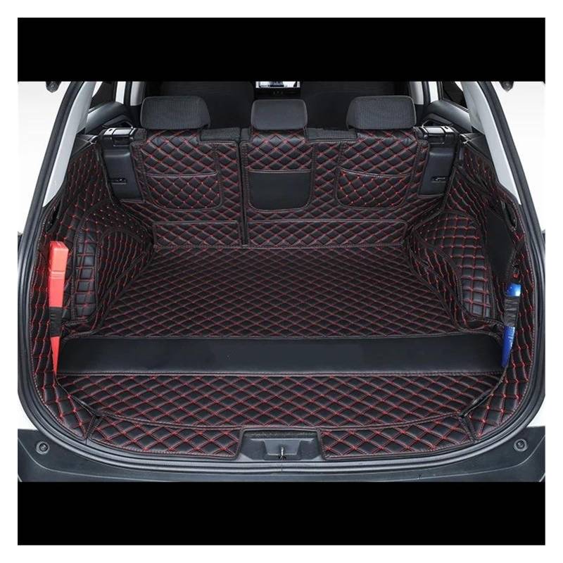 Kofferraum Schutzmatte Kofferraumwanne Für Toyota Für RAV4 Für RAV 4 XA50 2019-2022 2023 Kofferraummatte Schutz Cargo-Liner Teppiche Fachabdeckung Innenausstattung Leder(Black Red 5pcs) von HONGYISM
