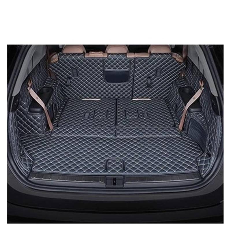 Kofferraum Schutzmatte Kofferraumwanne Leder Für Benz Für GLB 2020 7 Sitze Cargo-Liner Zubehör Innen Boot Auto Kofferraummatte(Black beige) von HONGYISM