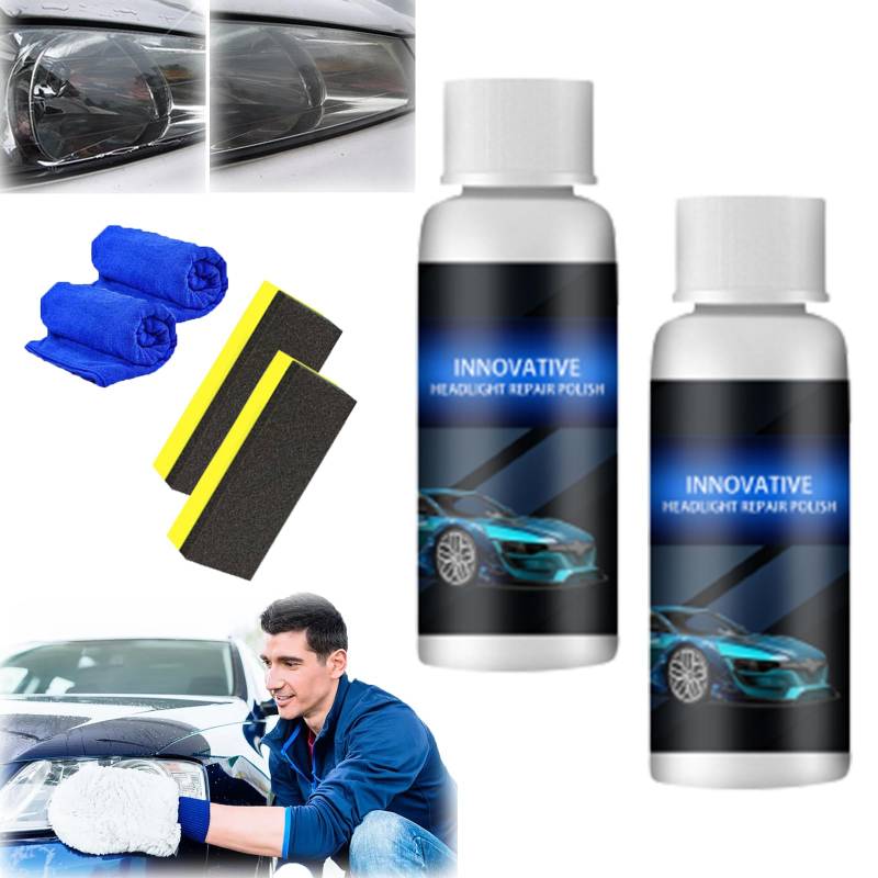HOPASRISEE Powerful Advance Headlight Repair Agent, Innovative Headlight Repair Polish, Car Headlight Repair Fluid, Lenspro Headlight Repair Polish, Meguiars Headlight Coating (2PC, 50ml) von HOPASRISEE
