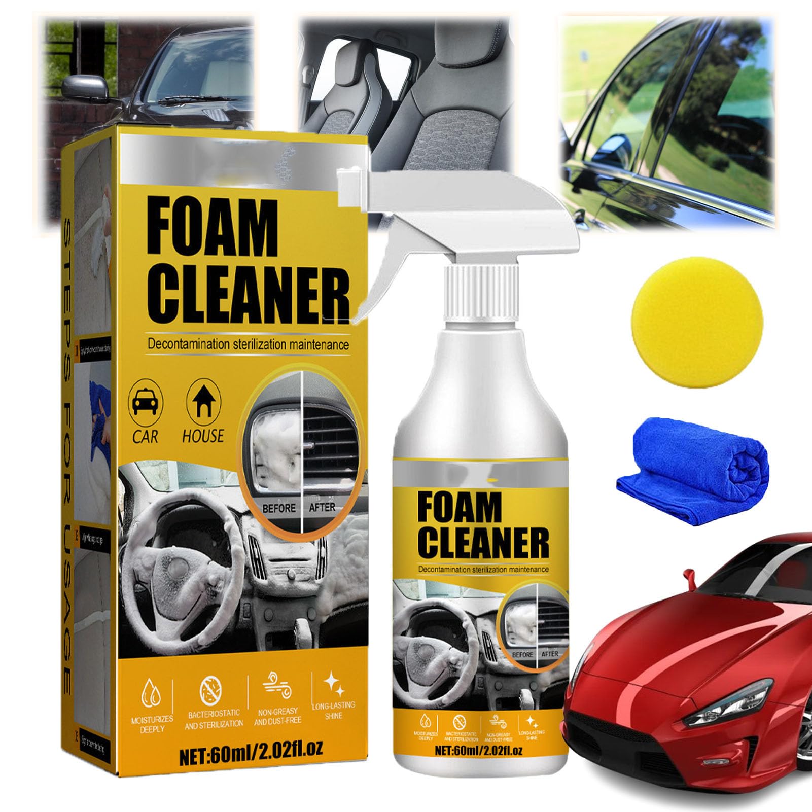 HOPASRISEE Schaumreiniger für den Autoinnenraum, Multi-Purpose Schaumreiniger, Foam Cleaner for car, Car Interior Foam Refinisher Cleaner, Magic Foam Cleaner (1PC) von HOPASRISEE