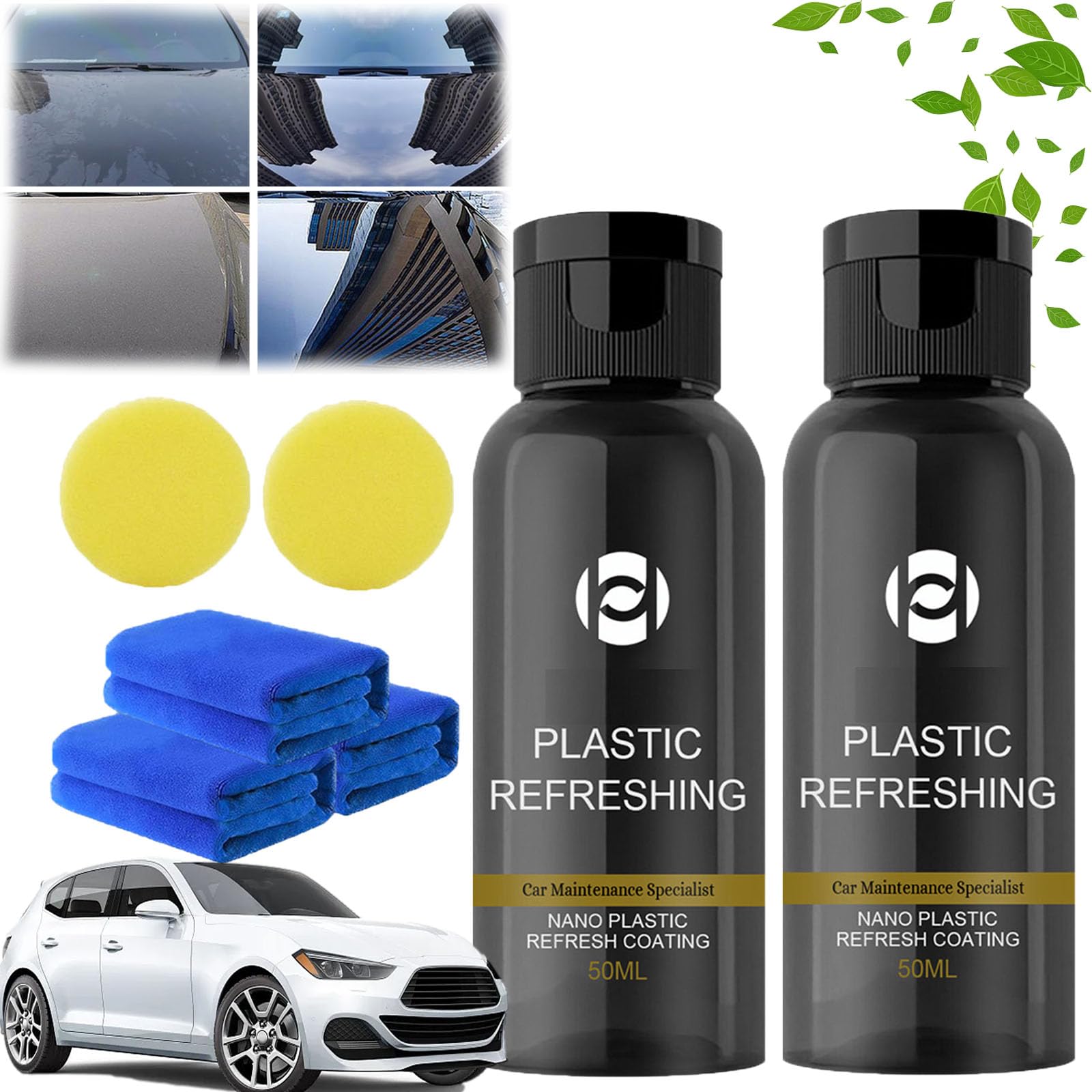 Plastic Refreshing Auto Plastik, Reparaturmittel FüR Auto Kunststoff, Plastic Refreshing, Car Plastics Restorer, Auto-Kunststoff-Restaurator, Plastic Revitalizing Coating Agent (50ML-2PC) von HOPASRISEE