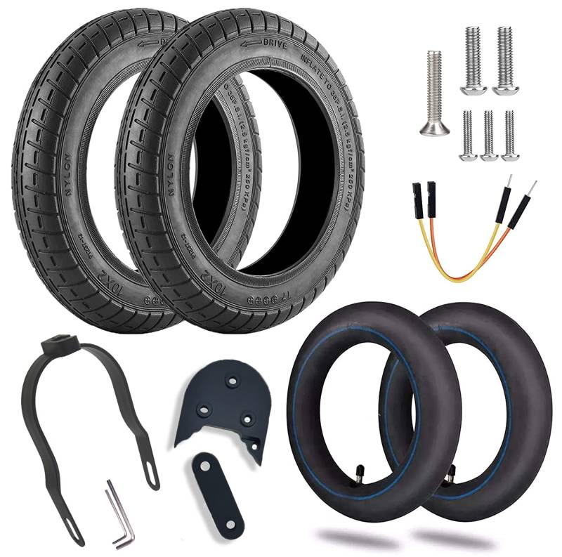 HORO.ES Verstärktes Reifen-Set, 25,4 cm (10 Zoll), mit Luftkammern und 3D-Abstandshalter für Xiaomi M365/PRO Scooter (Wanda Black) von HORO.ES