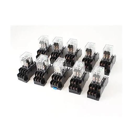 10Pcs DC220V Coil 3PDT 11Pin Green LED Purpose Power Relay w Socket Base HOROJDTH von HOROJDTH