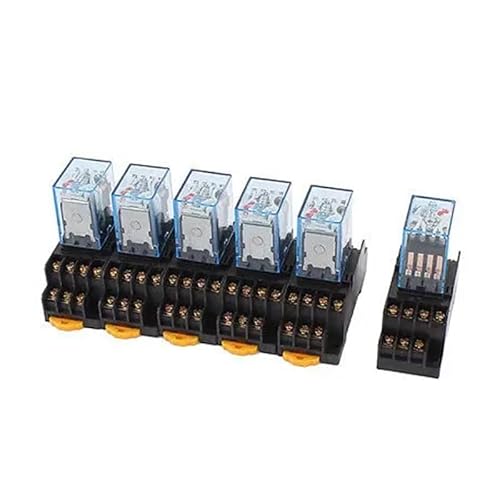6 Pcs AC 110V/120V Coil 4PDT 35mm DIN Rail Electromagnetic Power Relay + Socket HOROJDTH von HOROJDTH