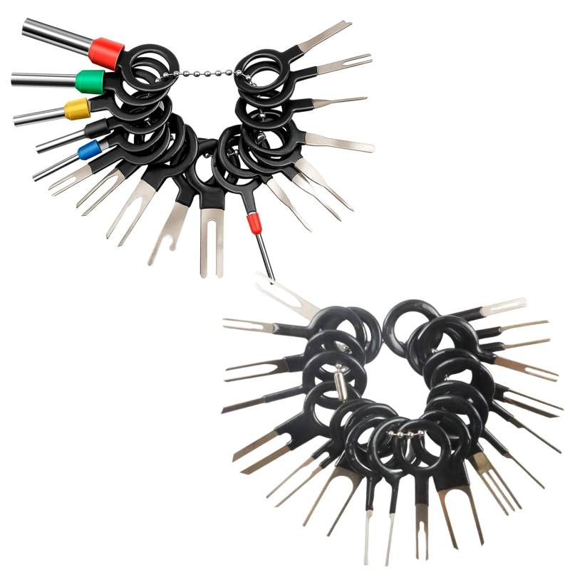 36 Pieces Entriegelungswerkzeug Terminal Removal Tool Kit for Car Auto Entriegelungswerkzeug Wire Connector Pin Release Key Extractor Tools Set KFZ Kabel Stecker Ausbau Werkzeug für Rundsteckkontakte von HORREX