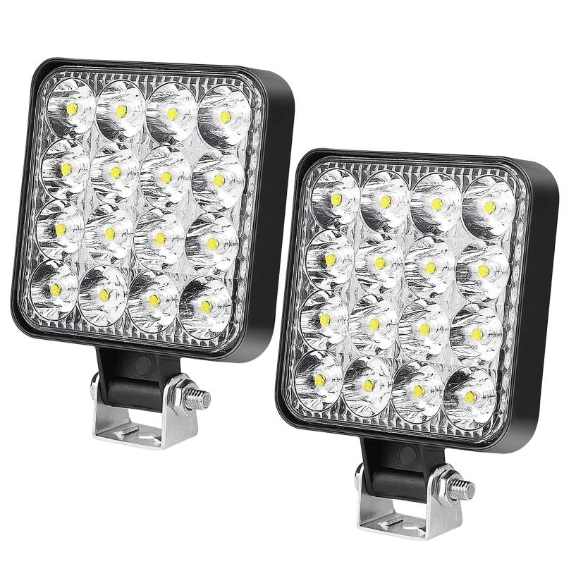 HOSPAOP LED Arbeitsscheinwerfer 12V LED Strahler 48W Offroad Zusatzscheinwerfer IP67 Auto Scheinwerfer Rückfahrscheinwerfer Beleuchtung für Trecker Bagger SUV UTV ATV, 2 Pack von HOSPAOP