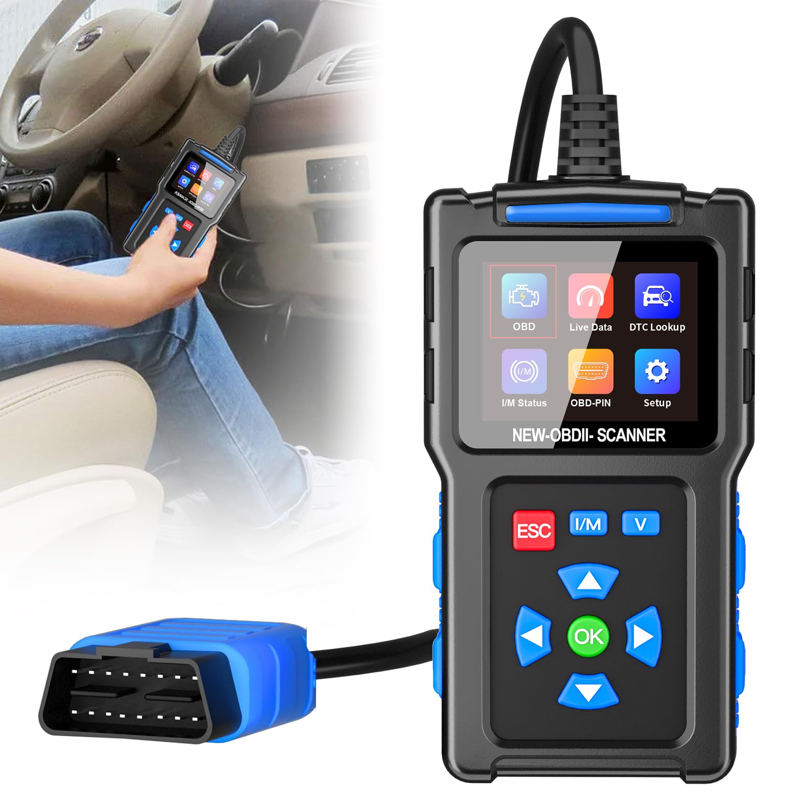 HOSPAOP OBD2 Diagnosegerät Auto, Fehlerauslesegerät KFZ Diagnosewerkzeuge für Alle OBD II Fahrzeuge, 9 OBD2 Modi, 13 Sprachen, One Touch I/M, Spannungserkennung, Fehlercode Auslesegerät für Auto HOSPAOP OBD2 Diagnosegerät Auto, Fehlerauslesegerät KFZ Diagnosewerkzeuge für Alle OBD II Fahrzeuge, 9 OBD2 Modi, 13 Sprachen, One Touch I/M, Spannungserkennung, Fehlercode Auslesegerät für Auto von HOSPAOP