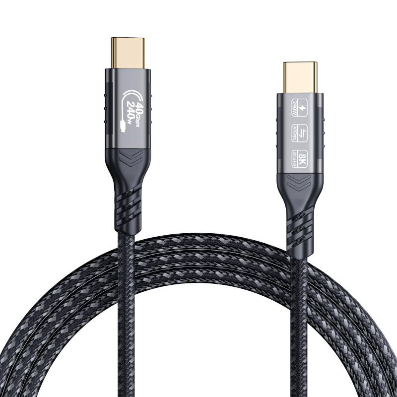 usb c kabel 240w 40gbps,Kabel c für Thunderbolt 4 2m,usb c kabel auf usb c datenkabel, 240W 48V/5A Schnellladekabel,8K @ 60Hz Videoübertragung Compatible,USB4 kable von HOTUTUKI