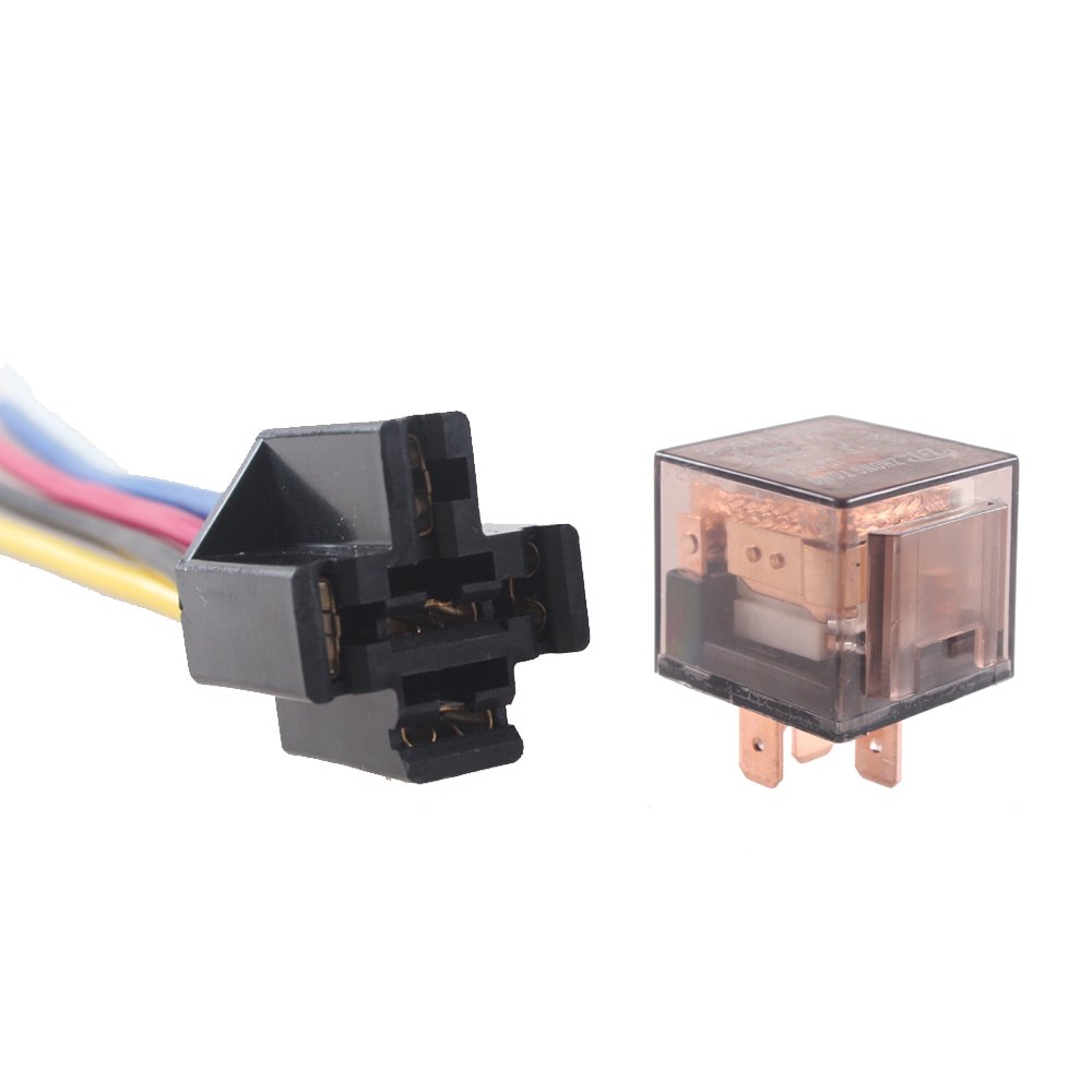HOUTBY™ 12V 60A 5-Polig SPDT KFZ Relais Schließer Wechselrelais Leistungsrelais Buchse Stecker Motorrad von HOUTBY