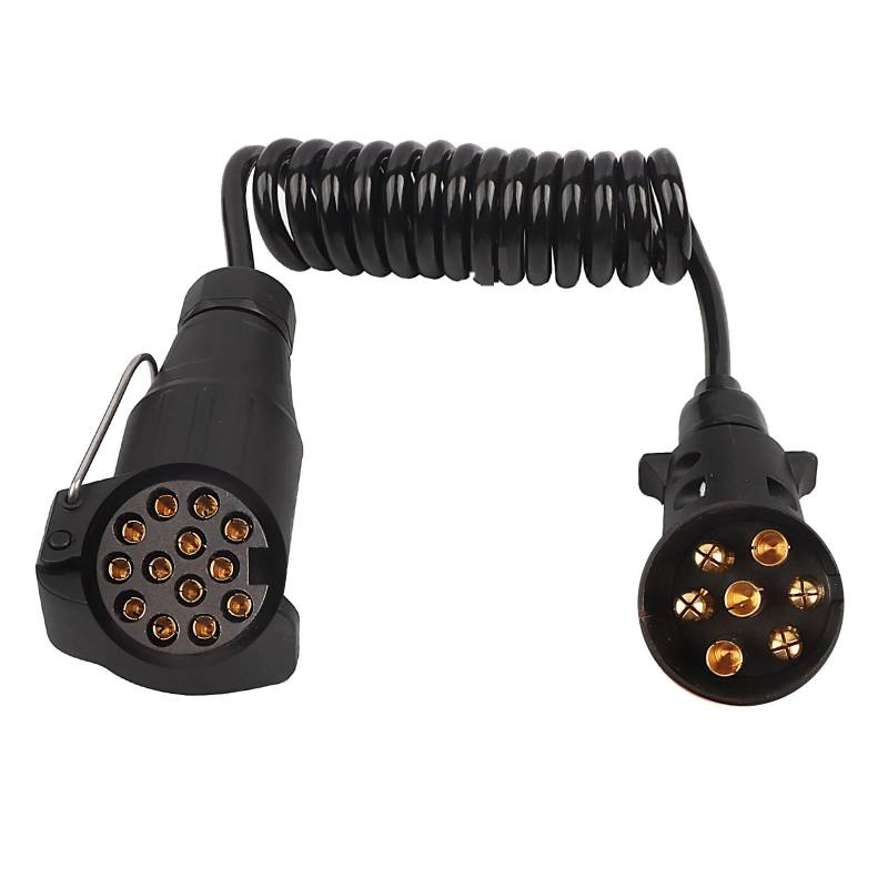 HOVIN 2M Anhänger Verlängerungskabel 7 auf 13 Polig,Anhänger Verlängerung Kabelverbinder,12V Adapter Spiralkabel für Auto,Wohnwagen und RV von HOVIN