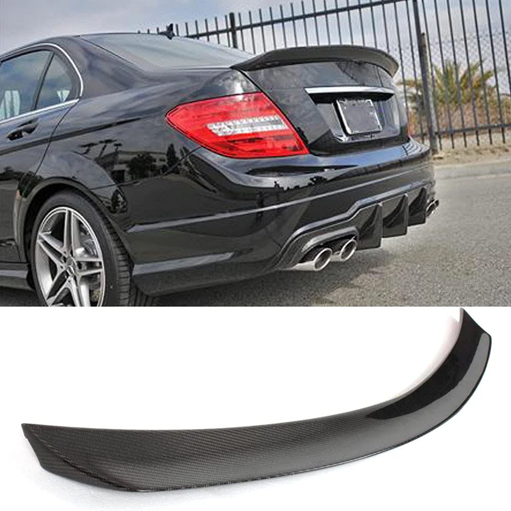 HOWWO Real Carbon Fiber Auto Heckspoiler, für Mercedes-Benz W204 C180 C200 C250 C300 C63 AMG Sedan 4-Door 2008-2014 Stamm Dach Spoiler FlüGel Style Modification ZubehöR Einfach Installieren von HOWWO