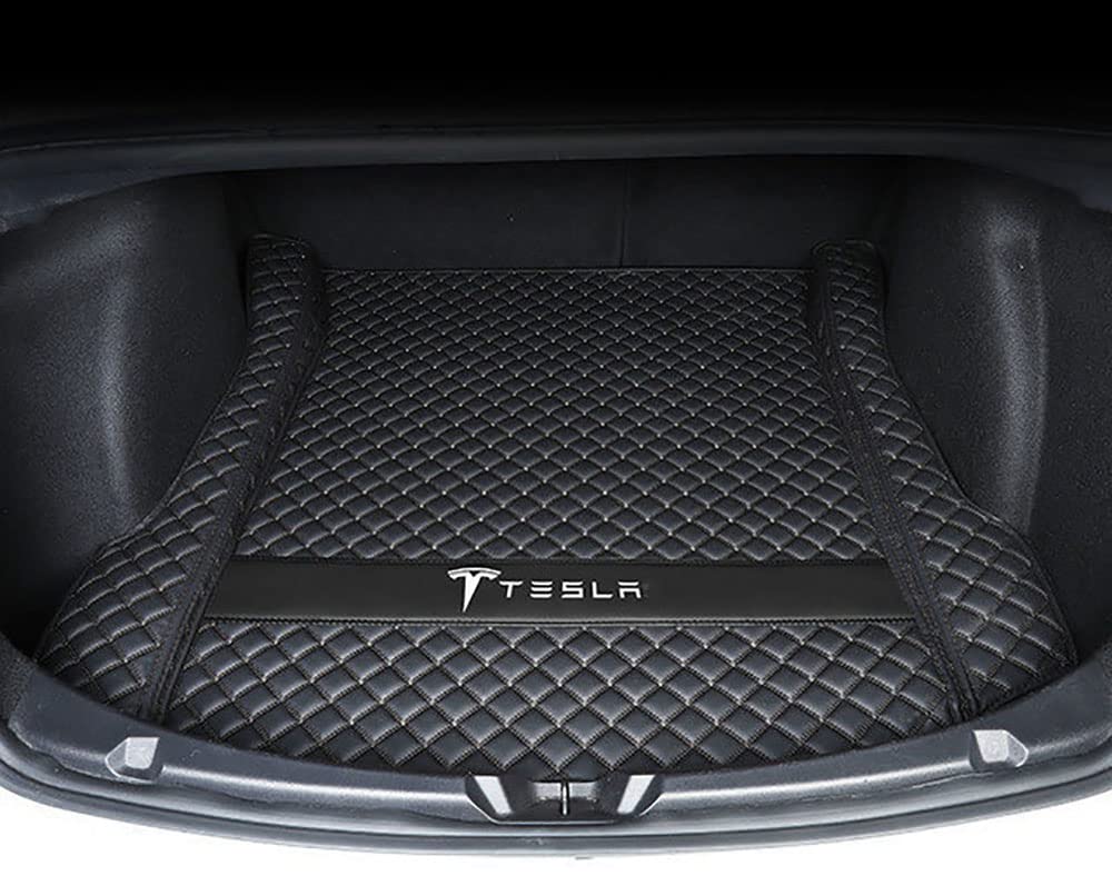 HOWWO Leder Kofferraummatten für Tesla Model 3 2021, Auto Lederschutzunterlage, Schutzpolster, Styling Interieur Dekorations Zubehör, Schwarz, 1Pcs HOWWO Leder Kofferraummatten für Tesla Model 3 2021, Auto Lederschutzunterlage, Schutzpolster, Styling Interieur Dekorations Zubehör, Schwarz, 1Pcs von HOWWO