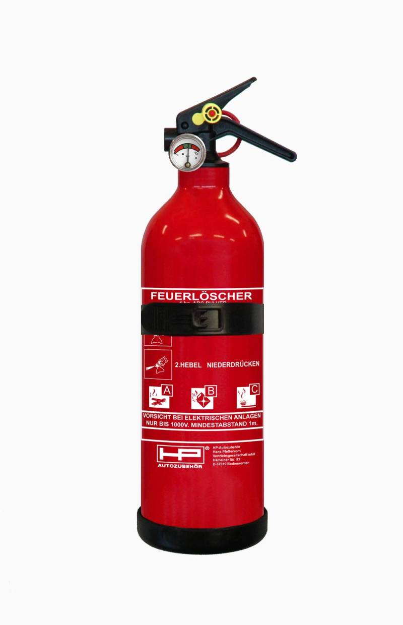 HP-Autozubehör 10151 Auto Feuerlöscher ABC 1kg Pulverlöscher nach DIN EN 3, Rot von HP Autozubehör