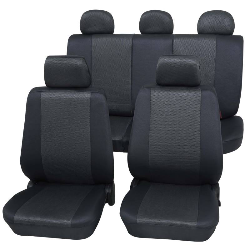 PETEX Auto Sitzbezüge Universal Komplett Set 11-teilig - Sydney Graphit, Eco Class mit SAB 1 Vario von PETEX