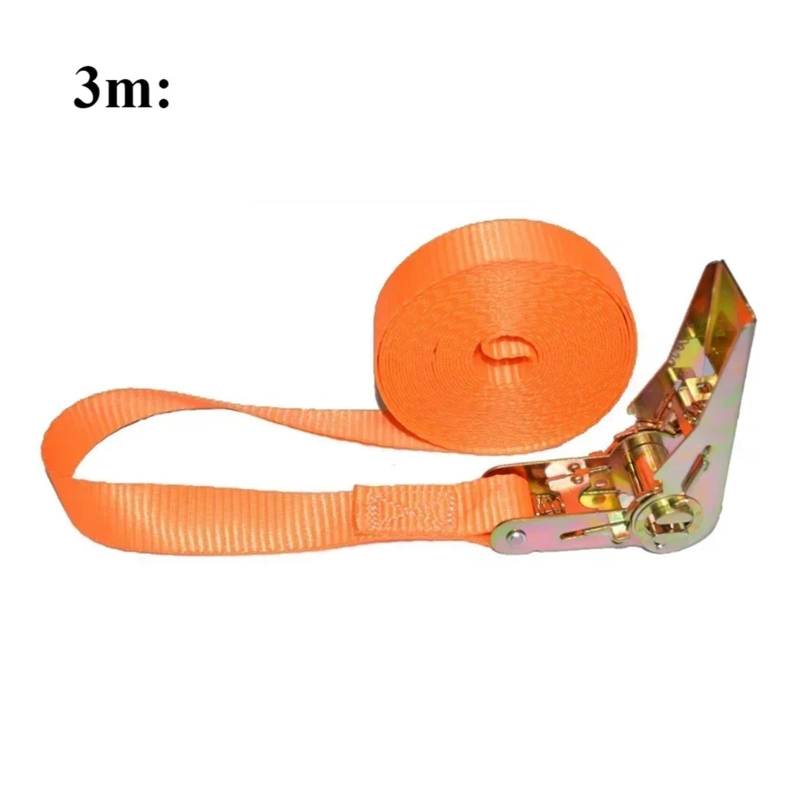 Zurrgurt, 1m/3/5m Frachtgurt Ratschenspanner Frachtwagen Festspanner Festziehen Seil for Gepäck Waren Transport Outdoor Camping Umreifungswerkzeuge(Orange 3m) von HPHPH